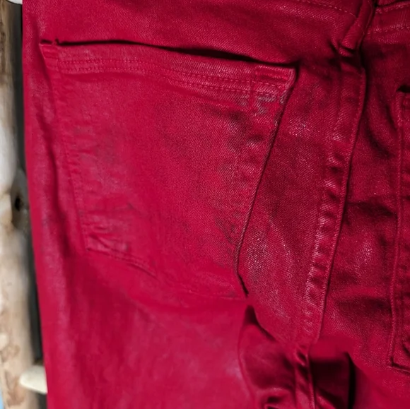 Good American Good Waist shiny red skinny 0/25 - Picture 3 of 8